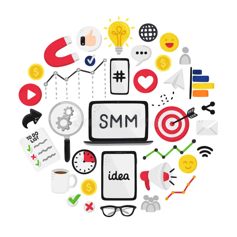 vector smm elements social media marketing reach promotion target audience concept banner advertising mailing 177368600