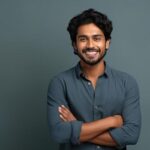 indian man with crossed arms wearing a formal shirt ai generated photo